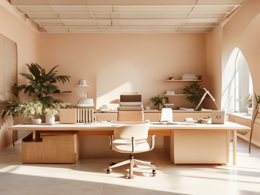 Professioneel ingerichte ergonomische werkplek met alle componenten